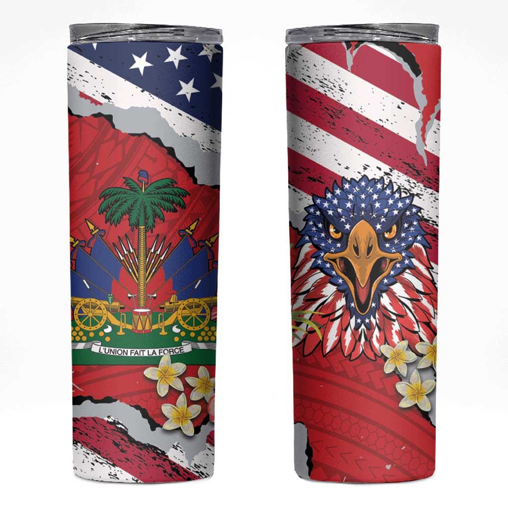 Haitian Heritage Month Skinny Tumbler Haitian Americans Proud Grunge Style
