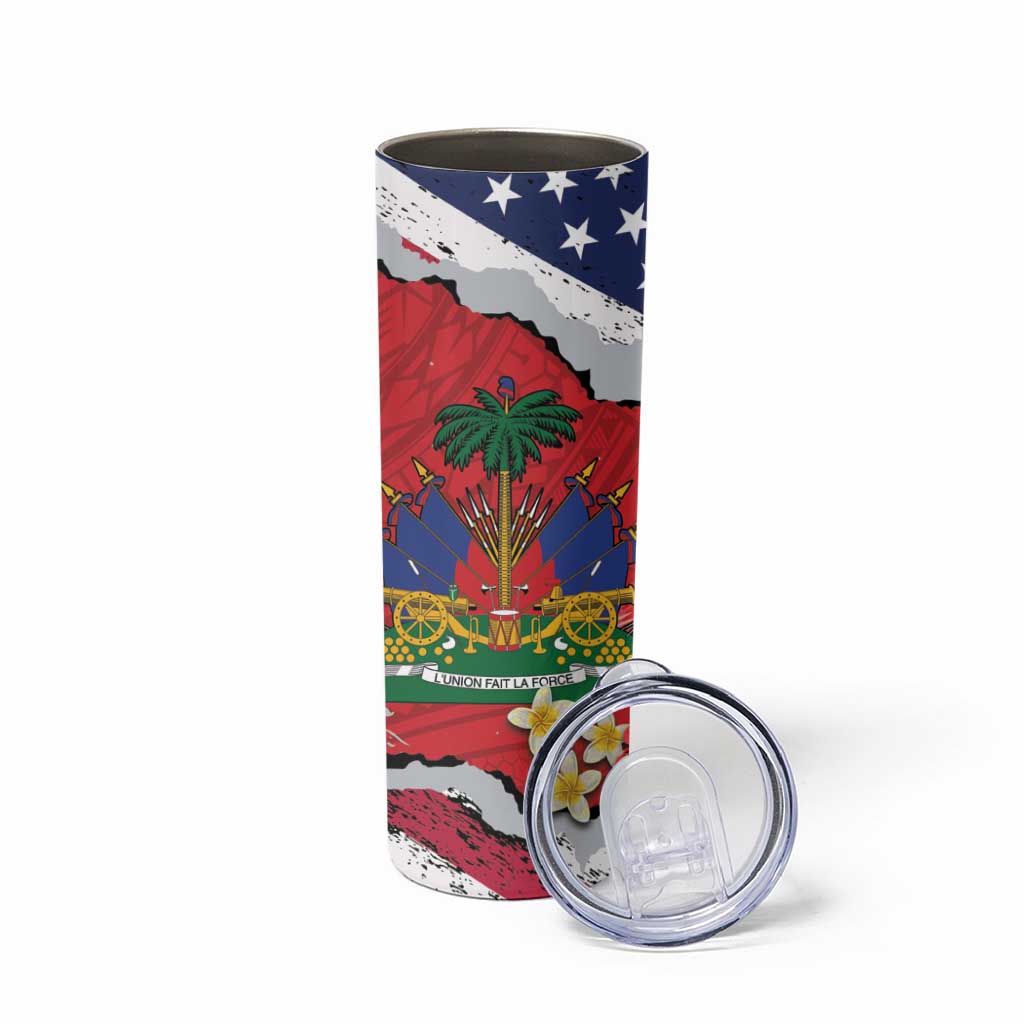 Haitian Heritage Month Skinny Tumbler Haitian Americans Proud Grunge Style