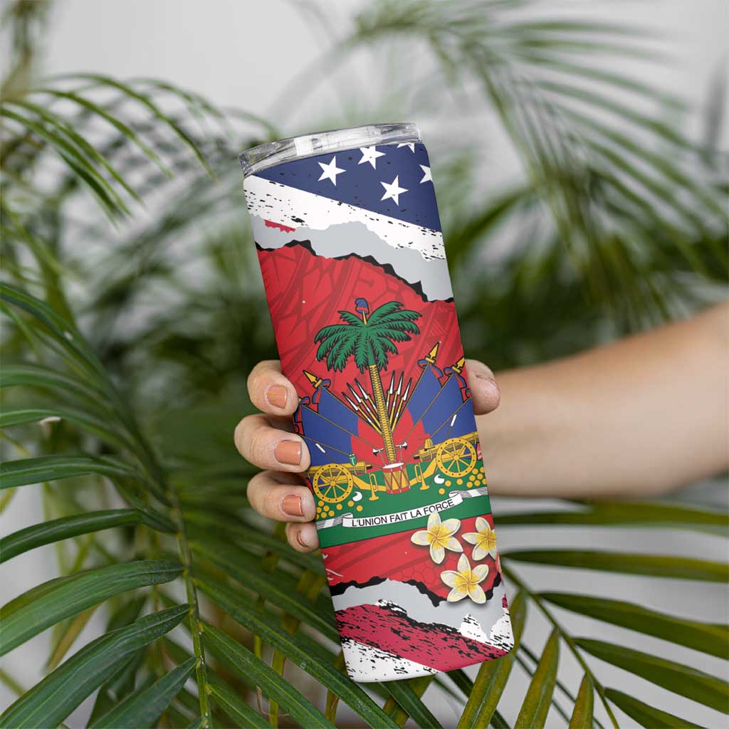 Haitian Heritage Month Skinny Tumbler Haitian Americans Proud Grunge Style