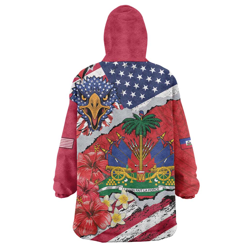 Haitian Heritage Month Wearable Blanket Hoodie Haitian Americans Proud Grunge Style