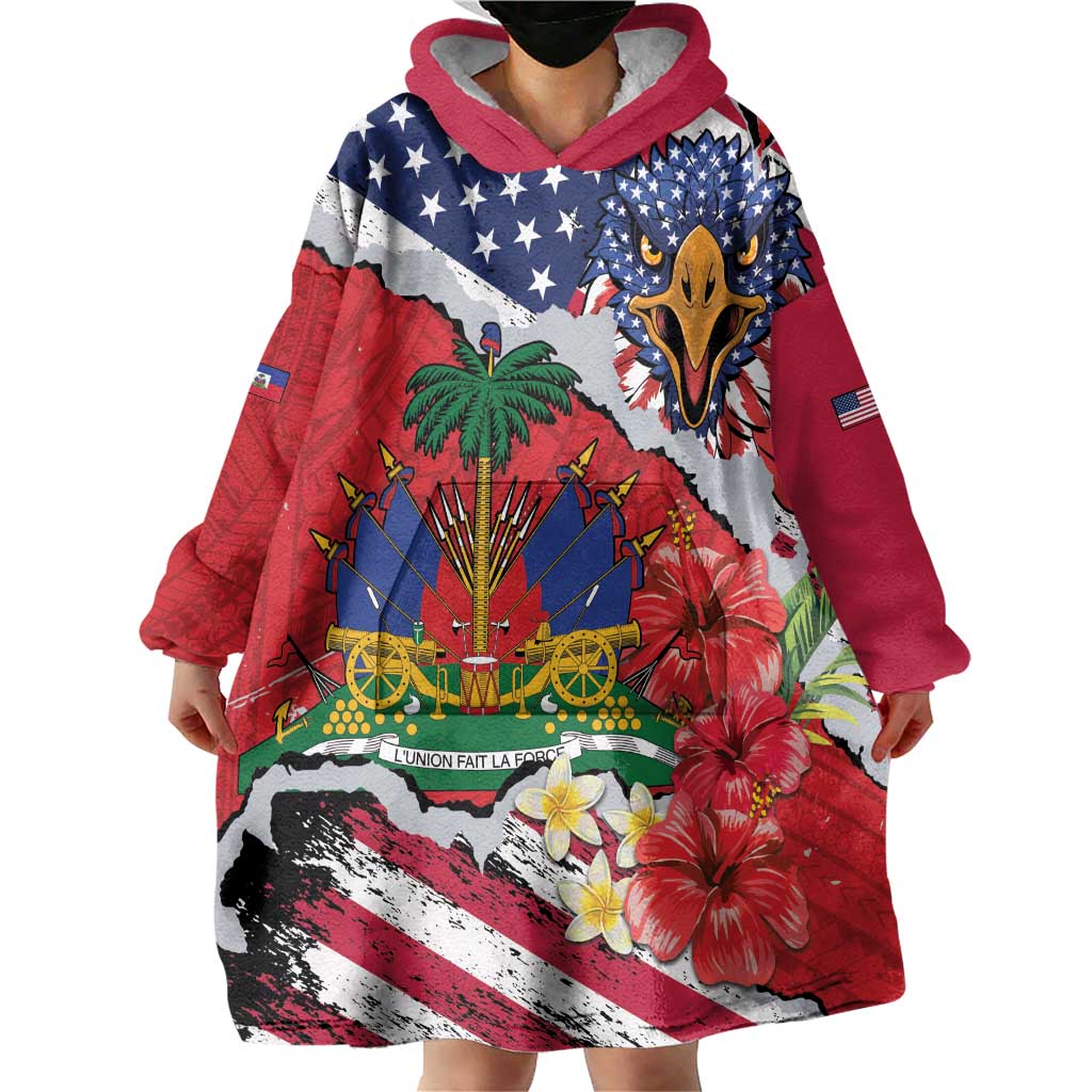 Haitian Heritage Month Wearable Blanket Hoodie Haitian Americans Proud Grunge Style