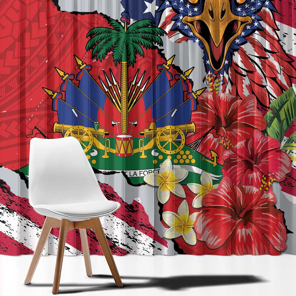 Haitian Heritage Month Window Curtain Haitian Americans Proud Grunge Style