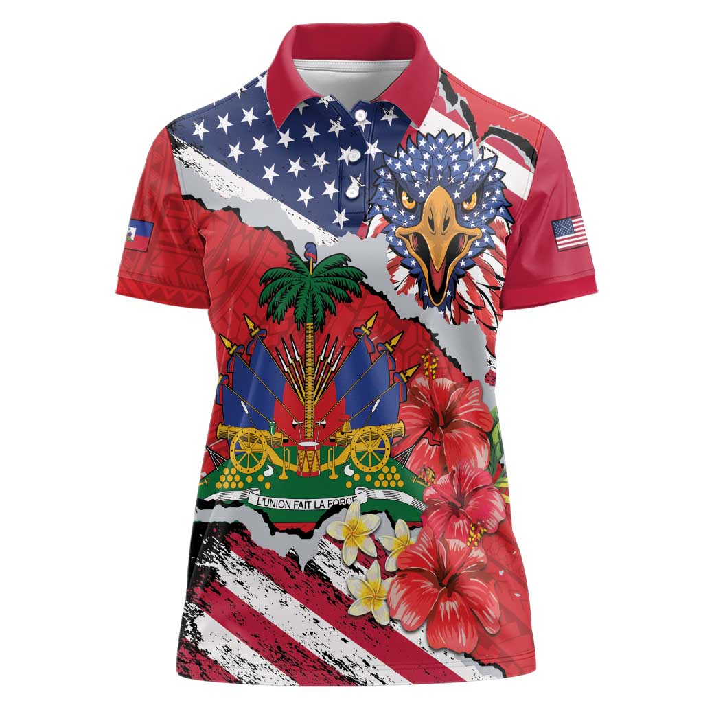 Haitian Heritage Month Women Polo Shirt Haitian Americans Proud Grunge Style