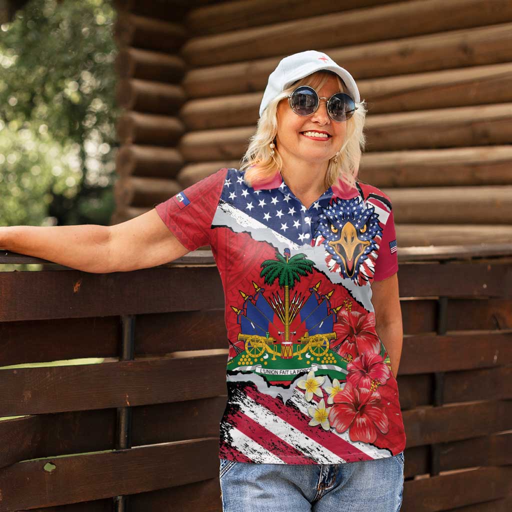 Haitian Heritage Month Women Polo Shirt Haitian Americans Proud Grunge Style