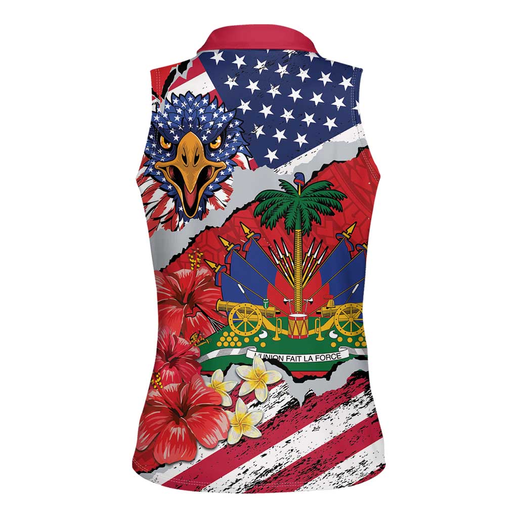 Haitian Heritage Month Women Sleeveless Polo Shirt Haitian Americans Proud Grunge Style