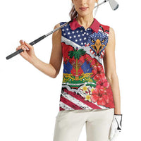 Haitian Heritage Month Women Sleeveless Polo Shirt Haitian Americans Proud Grunge Style