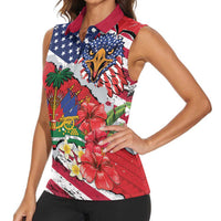 Haitian Heritage Month Women Sleeveless Polo Shirt Haitian Americans Proud Grunge Style