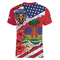 Haitian Heritage Month Women V-Neck T-Shirt Haitian Americans Proud Grunge Style