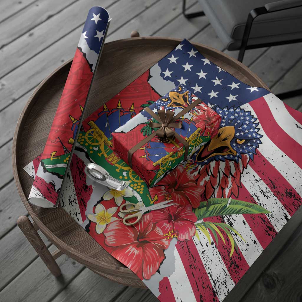 Haitian Heritage Month Wrapping Paper Haitian Americans Proud Grunge Style - Wonder Print Shop