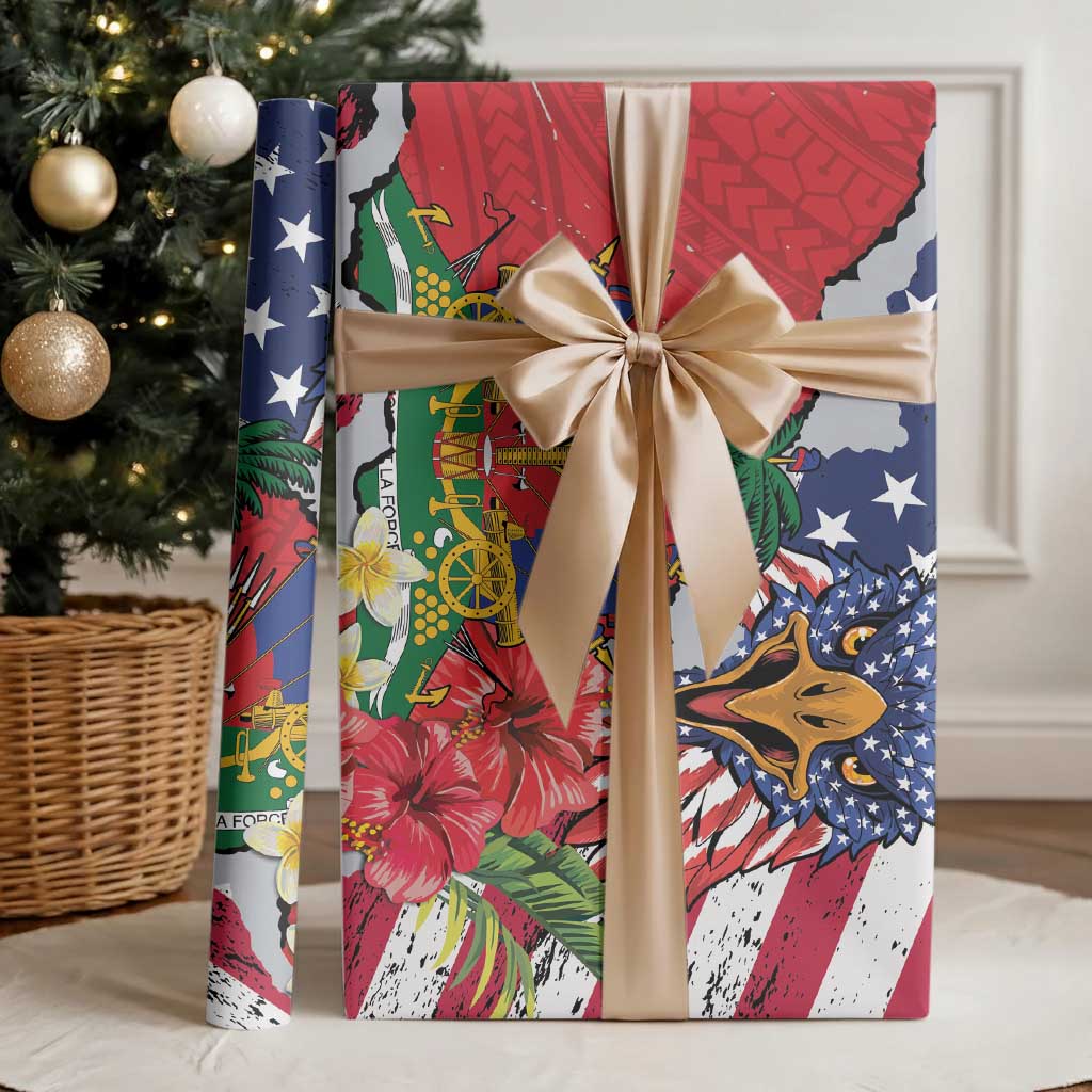 Haitian Heritage Month Wrapping Paper Haitian Americans Proud Grunge Style - Wonder Print Shop