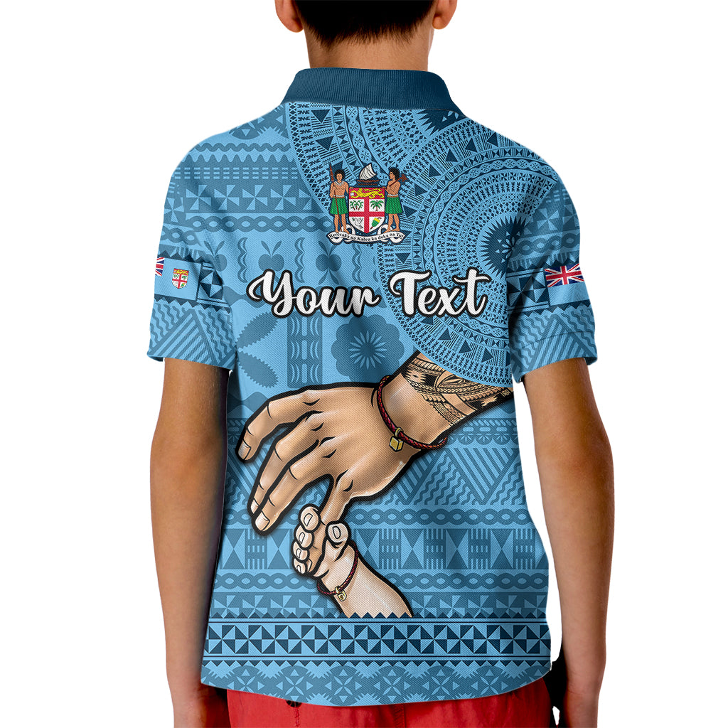 Personalised Father Day Fiji Kid Polo Shirt I Love You Dad Fijian Tapa Pattern - Wonder Print Shop
