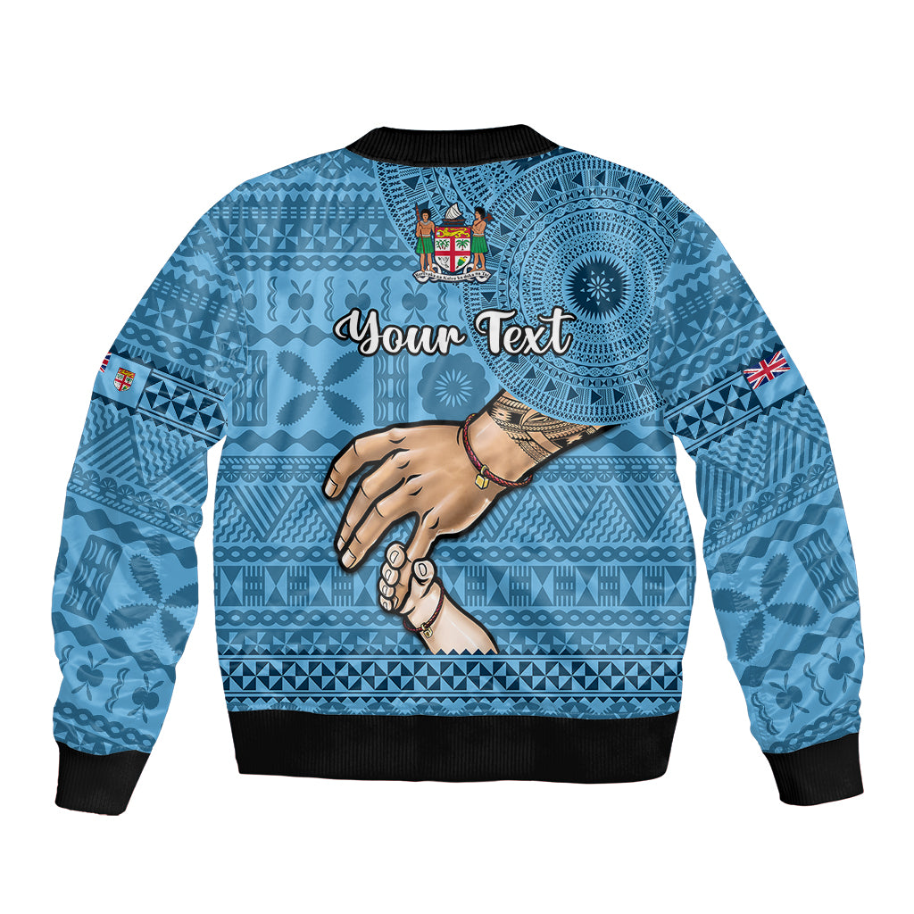 Personalised Father Day Fiji Sleeve Zip Bomber Jacket I Love You Dad Fijian Tapa Pattern - Wonder Print Shop