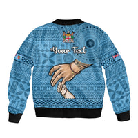 Personalised Father Day Fiji Sleeve Zip Bomber Jacket I Love You Dad Fijian Tapa Pattern - Wonder Print Shop