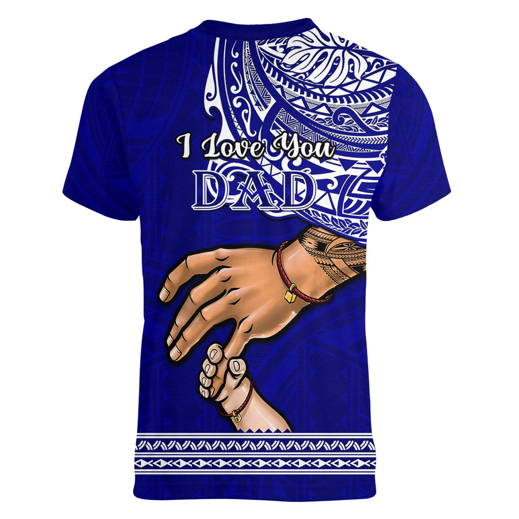 Polynesian Pride Father Day American Samoa Women V Neck T Shirt I Love You Dad - Wonder Print Shop