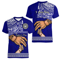 Polynesian Pride Father Day American Samoa Women V Neck T Shirt I Love You Dad - Wonder Print Shop