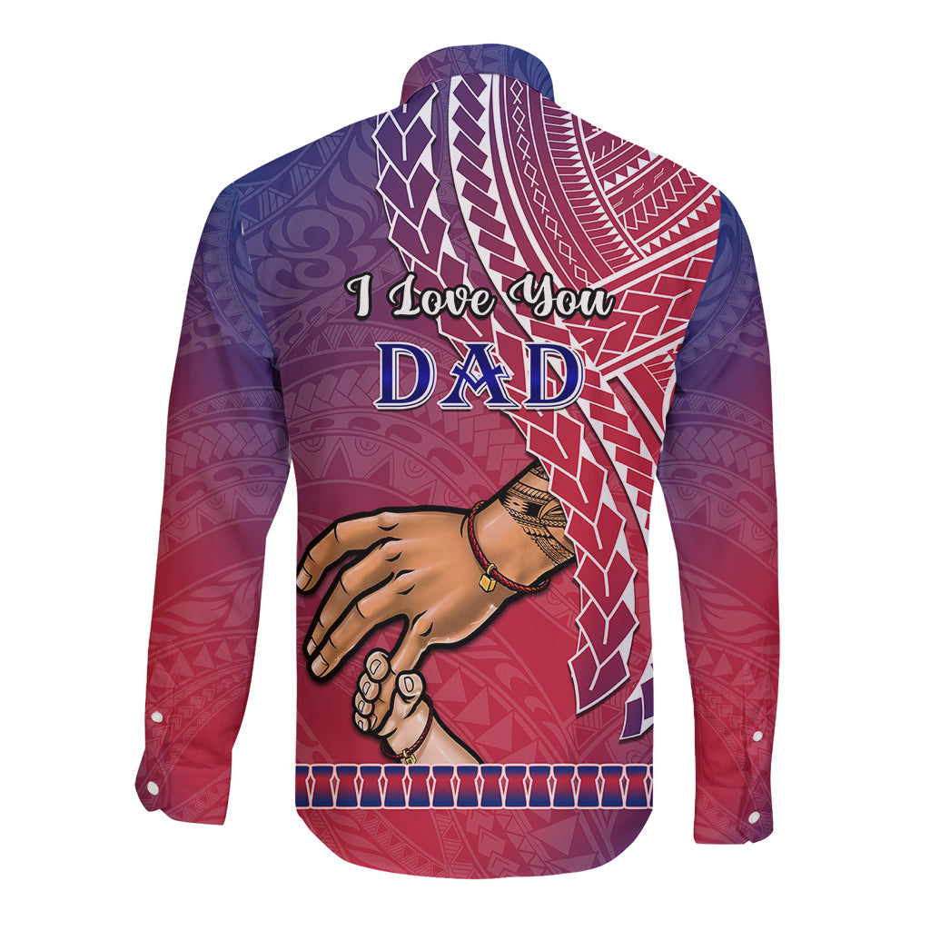 Polynesian Pride Father Day Guam Long Sleeve Button Shirt I Love You Dad Guaman Latte Stone - Wonder Print Shop