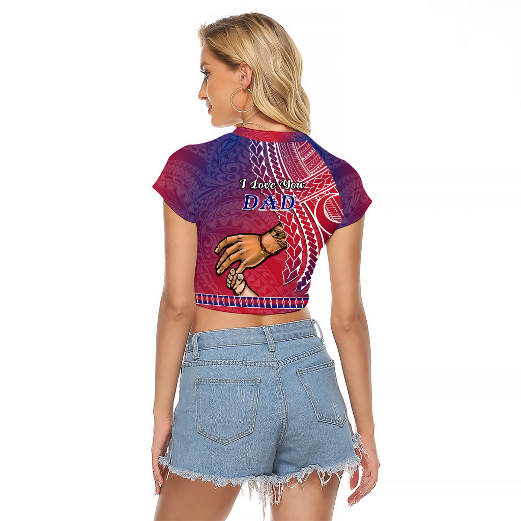 Polynesian Pride Father Day Guam Raglan Cropped T Shirt I Love You Dad Guaman Latte Stone - Wonder Print Shop