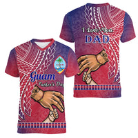 Polynesian Pride Father Day Guam Women V Neck T Shirt I Love You Dad Guaman Latte Stone - Wonder Print Shop