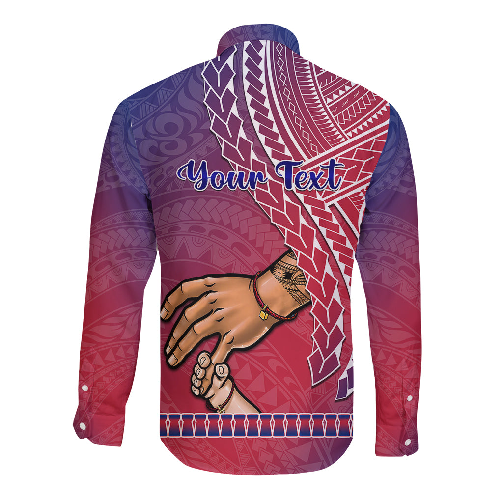 Personalised Father Day Guam Long Sleeve Button Shirt I Love You Dad Guaman Latte Stone - Wonder Print Shop