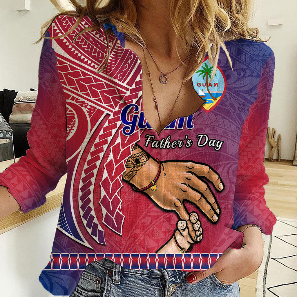 Personalised Father Day Guam Women Casual Shirt I Love You Dad Guaman Latte Stone - Wonder Print Shop