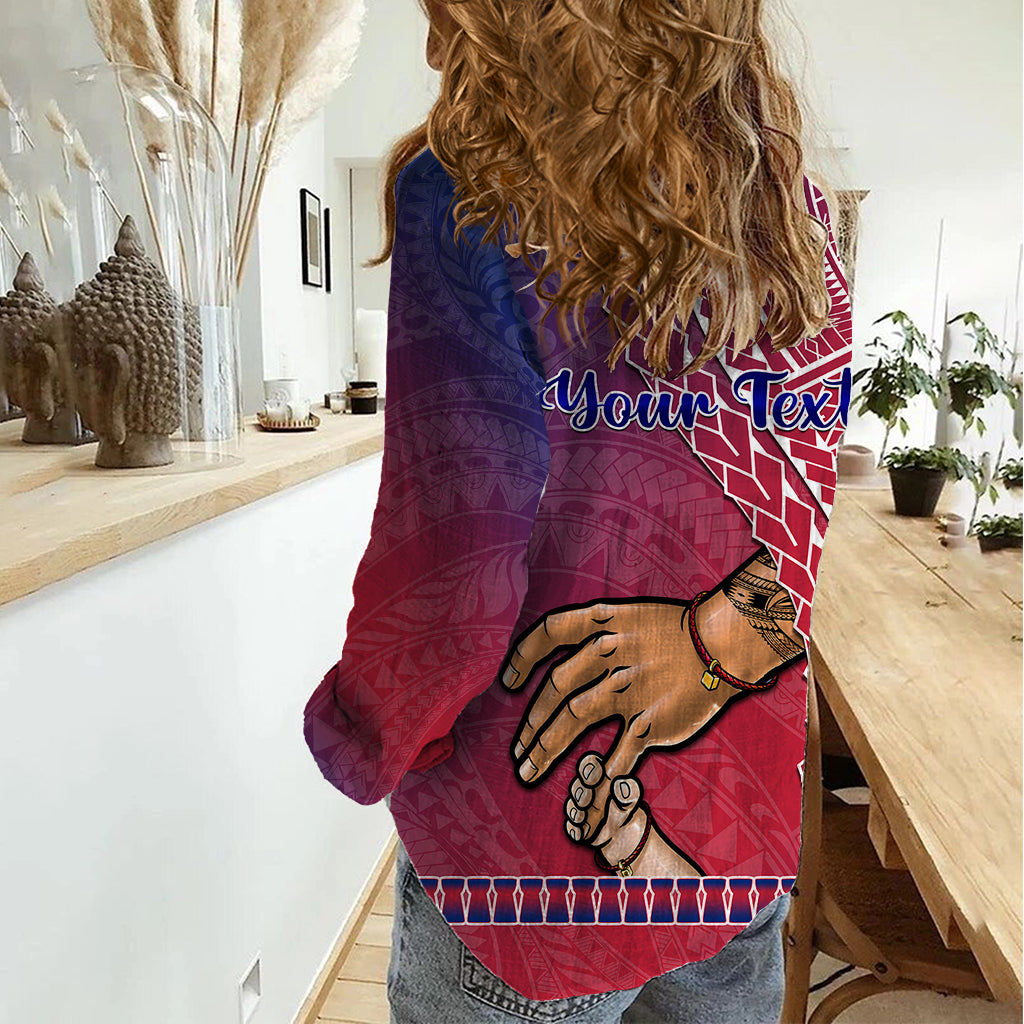 Personalised Father Day Guam Women Casual Shirt I Love You Dad Guaman Latte Stone - Wonder Print Shop