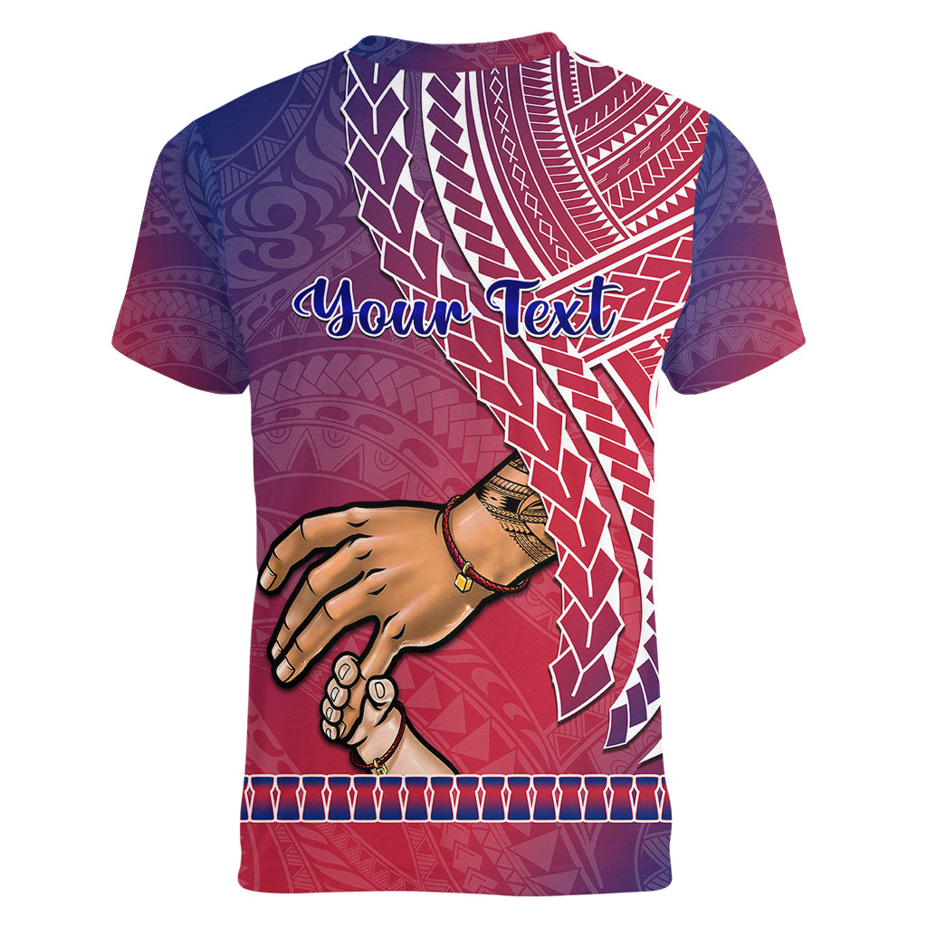 Personalised Father Day Guam Women V Neck T Shirt I Love You Dad Guaman Latte Stone - Wonder Print Shop