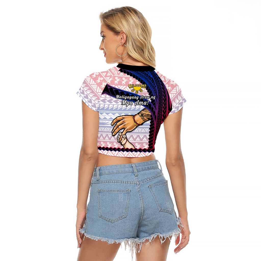 Polynesian Pride Father Day Philippines Raglan Cropped T Shirt Filipino Pattern Maligayang Araw ng Mga Ama - Wonder Print Shop
