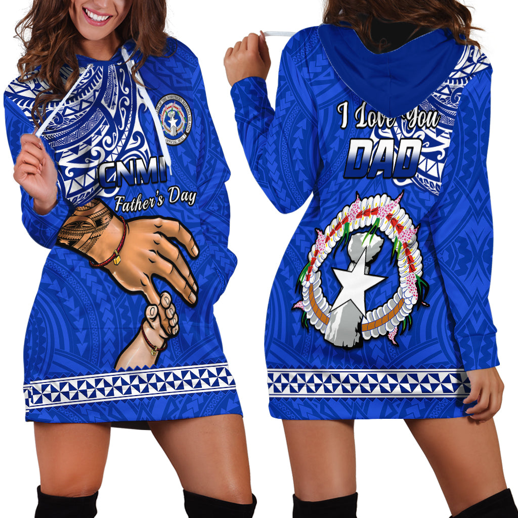 Polynesian Pride Father Day Northern Mariana Islands Hoodie Dress CNMI I Love You Dad - Wonder Print Shop
