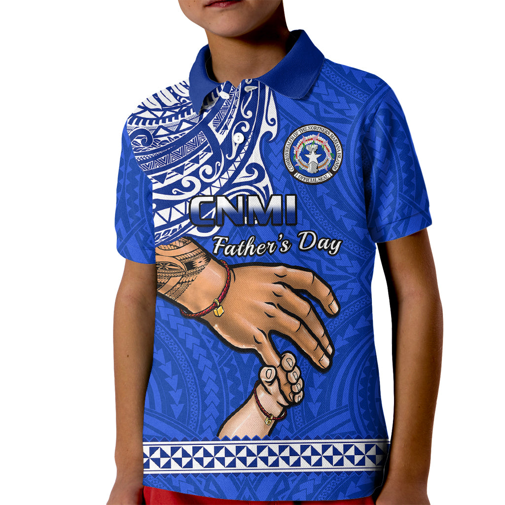 Polynesian Pride Father Day Northern Mariana Islands Kid Polo Shirt CNMI I Love You Dad - Wonder Print Shop