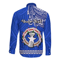 Personalised Father Day Northern Mariana Islands Long Sleeve Button Shirt CNMI I Love You Dad - Wonder Print Shop