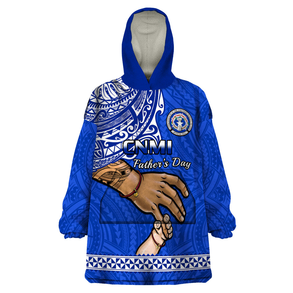 Personalised Father Day Northern Mariana Islands Wearable Blanket Hoodie CNMI I Love You Dad - Wonder Print Shop