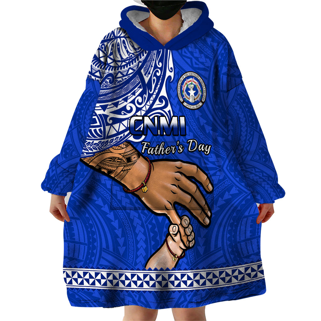 Personalised Father Day Northern Mariana Islands Wearable Blanket Hoodie CNMI I Love You Dad - Wonder Print Shop