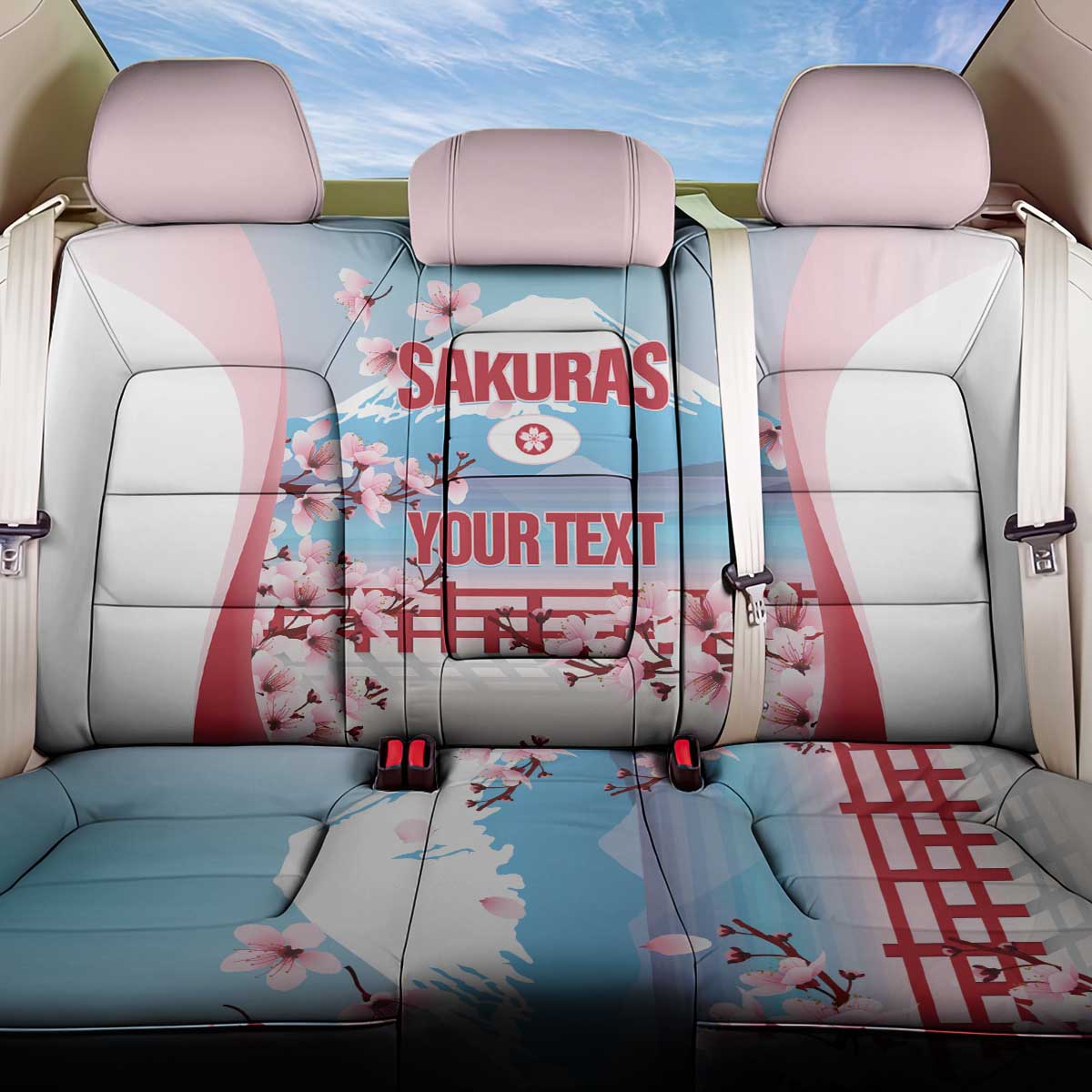 Japan Rugby Custom Back Car Seat Cover Go Sakuras Japanese Mount Fuji