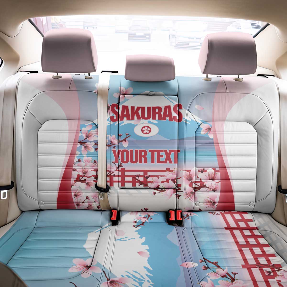 Japan Rugby Custom Back Car Seat Cover Go Sakuras Japanese Mount Fuji
