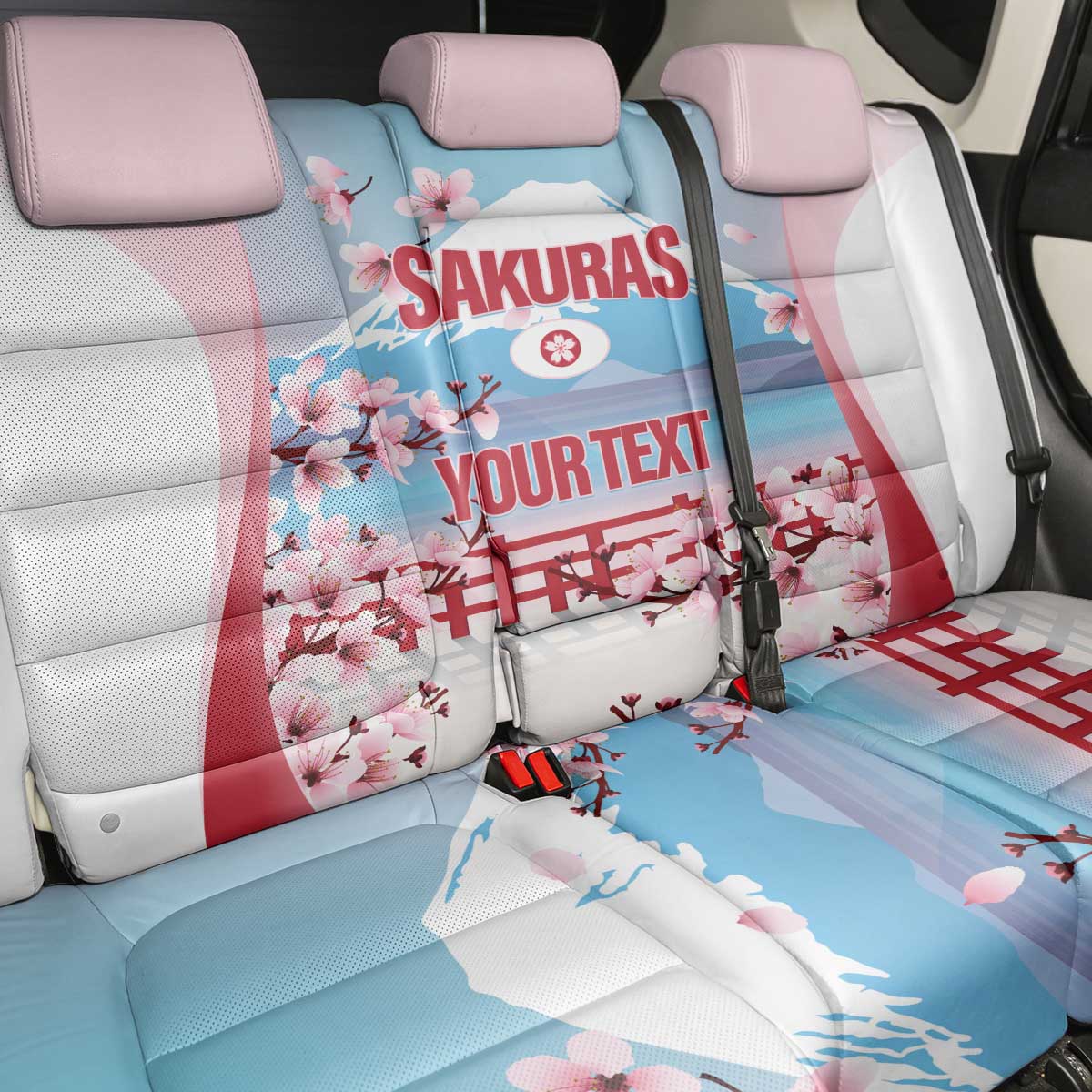 Japan Rugby Custom Back Car Seat Cover Go Sakuras Japanese Mount Fuji