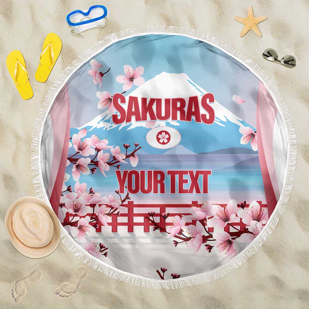 Japan Rugby Custom Beach Blanket Go Sakuras Japanese Mount Fuji