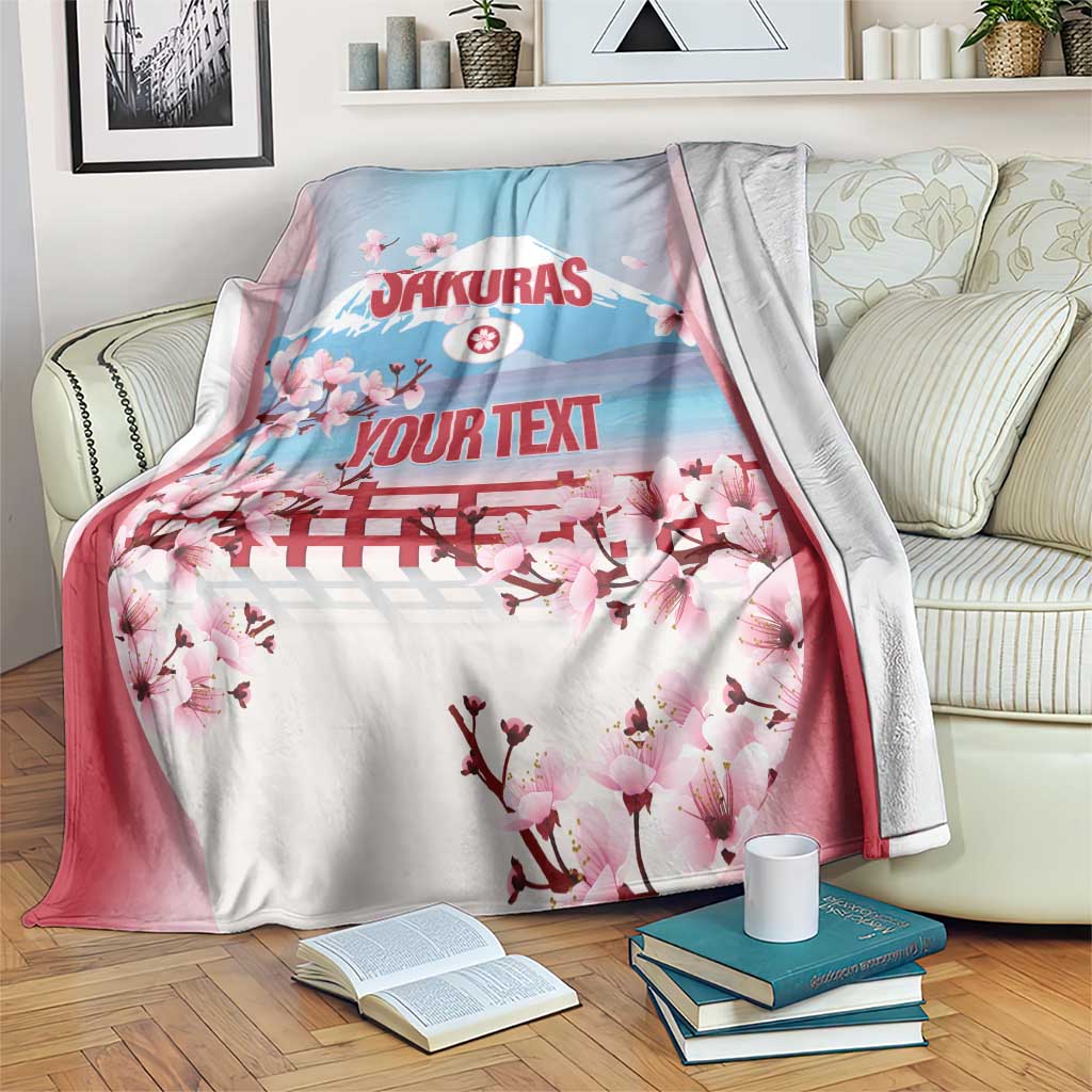 Japan Rugby Custom Blanket Go Sakuras Japanese Mount Fuji