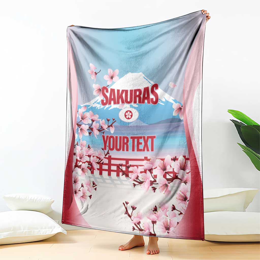 Japan Rugby Custom Blanket Go Sakuras Japanese Mount Fuji