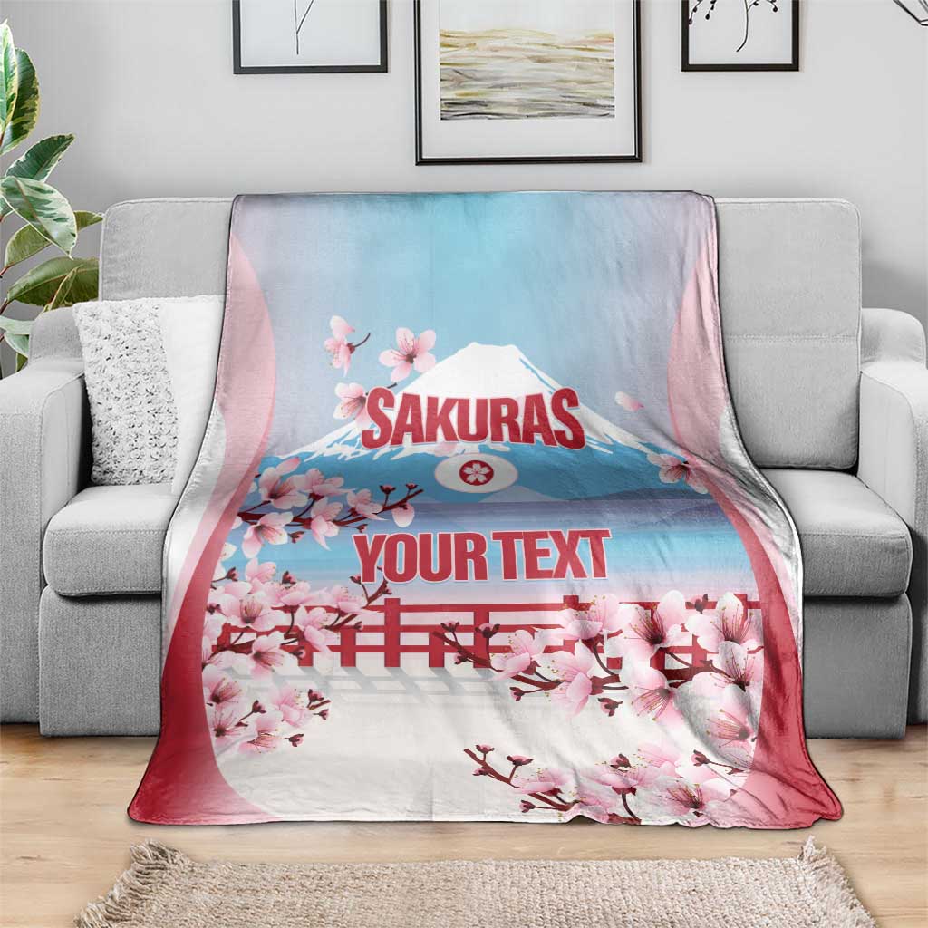 Japan Rugby Custom Blanket Go Sakuras Japanese Mount Fuji