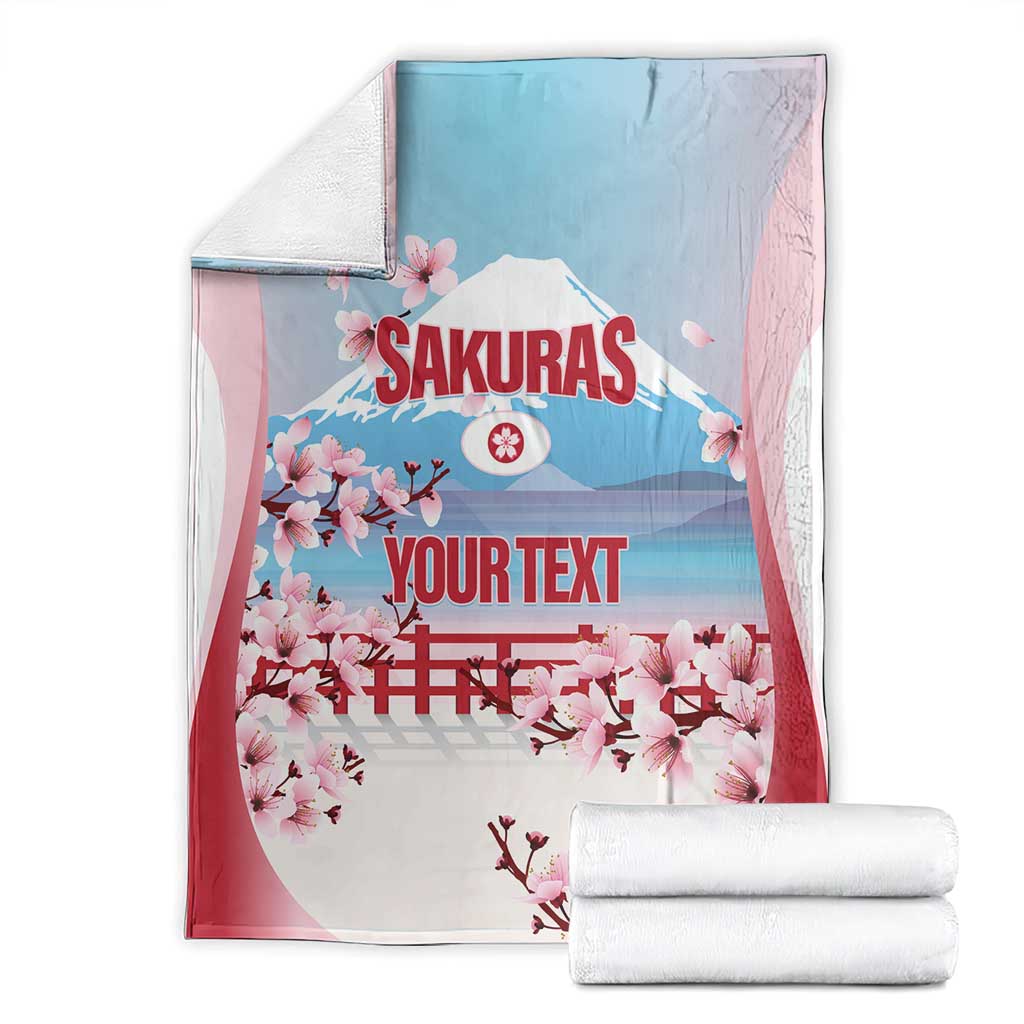 Japan Rugby Custom Blanket Go Sakuras Japanese Mount Fuji