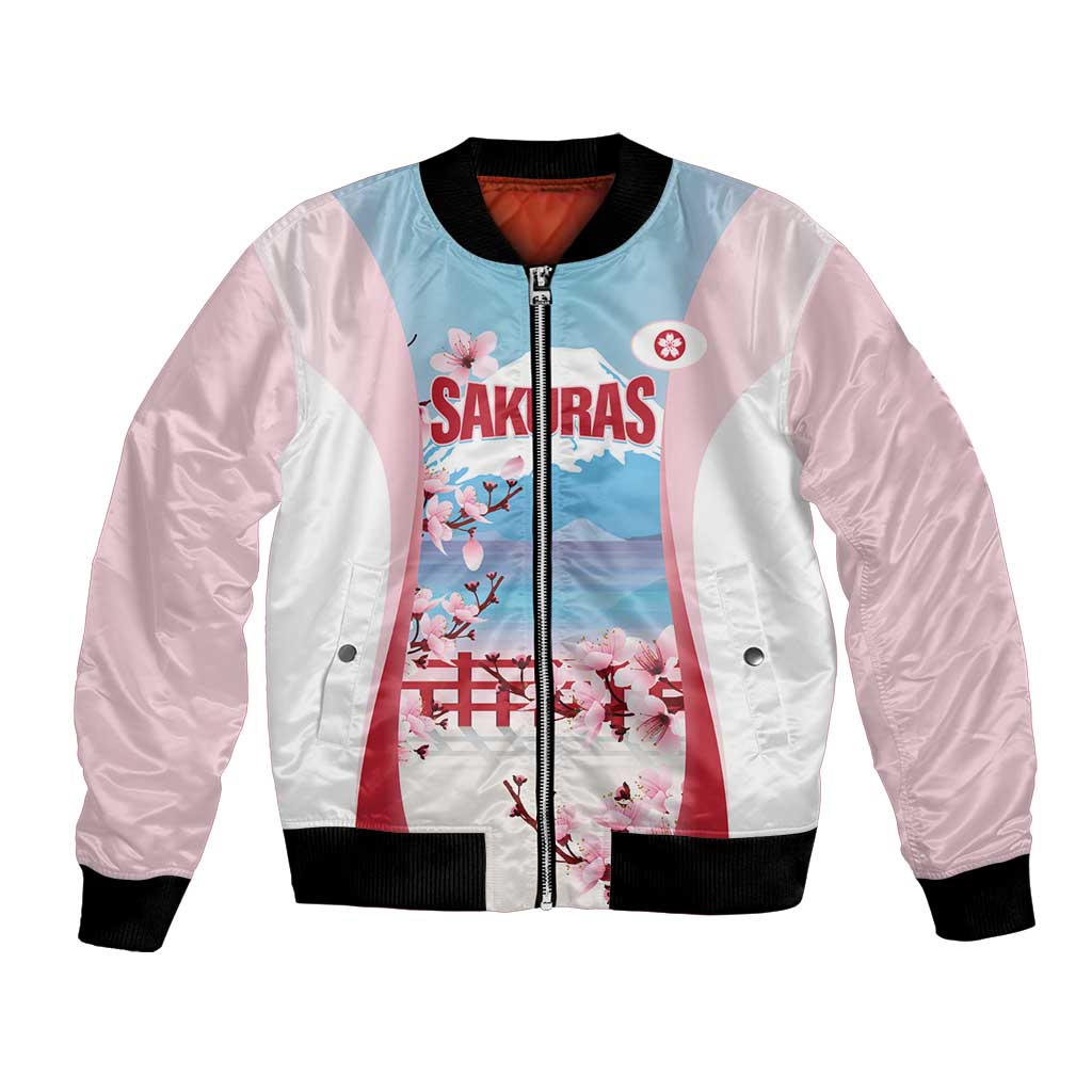 Japan Rugby Custom Bomber Jacket Go Sakuras Japanese Mount Fuji