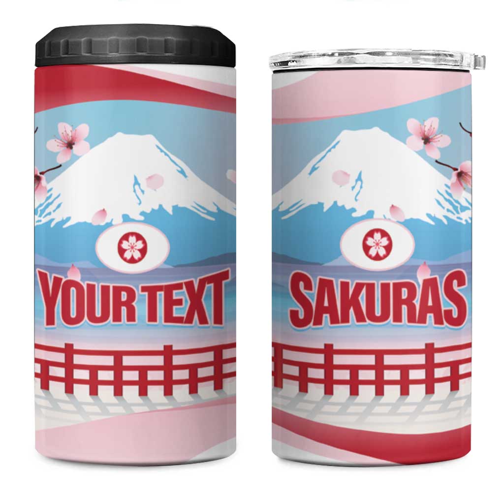 Japan Rugby Custom 4 in 1 Can Cooler Tumbler Go Sakuras Japanese Mount Fuji