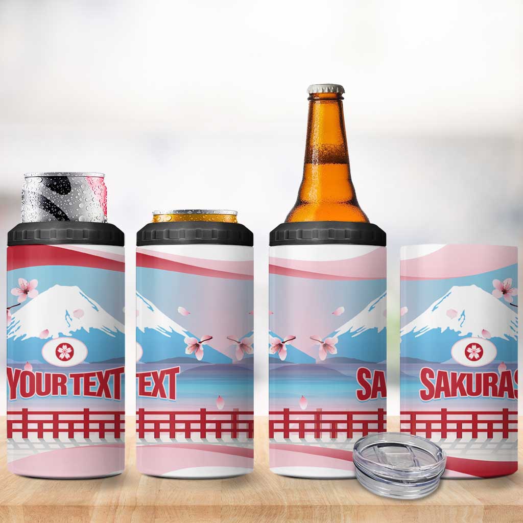 Japan Rugby Custom 4 in 1 Can Cooler Tumbler Go Sakuras Japanese Mount Fuji