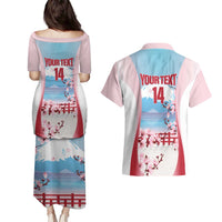 Japan Rugby Custom Couples Matching Puletasi and Hawaiian Shirt Go Sakuras Japanese Mount Fuji