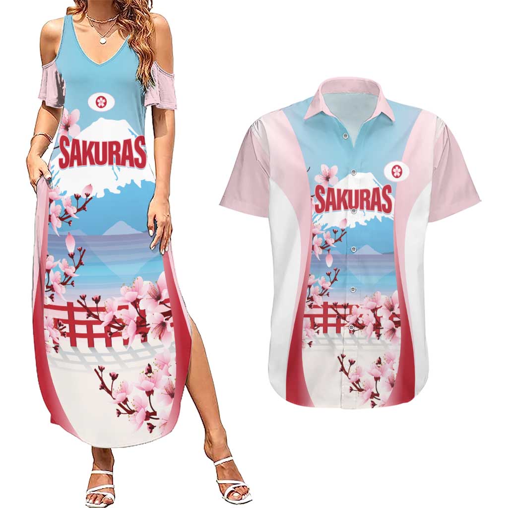 Japan Rugby Custom Couples Matching Summer Maxi Dress and Hawaiian Shirt Go Sakuras Japanese Mount Fuji