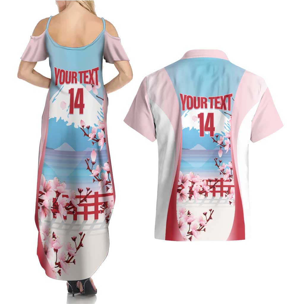 Japan Rugby Custom Couples Matching Summer Maxi Dress and Hawaiian Shirt Go Sakuras Japanese Mount Fuji