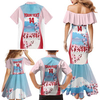 Japan Rugby Custom Family Matching Mermaid Dress and Hawaiian Shirt Go Sakuras Japanese Mount Fuji