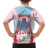 Japan Rugby Custom Family Matching Off The Shoulder Long Sleeve Dress and Hawaiian Shirt Go Sakuras Japanese Mount Fuji