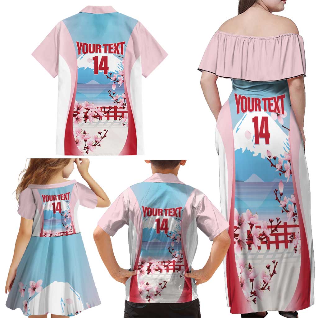 Japan Rugby Custom Family Matching Off Shoulder Maxi Dress and Hawaiian Shirt Go Sakuras Japanese Mount Fuji