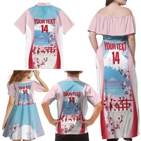 Japan Rugby Custom Family Matching Off Shoulder Maxi Dress and Hawaiian Shirt Go Sakuras Japanese Mount Fuji